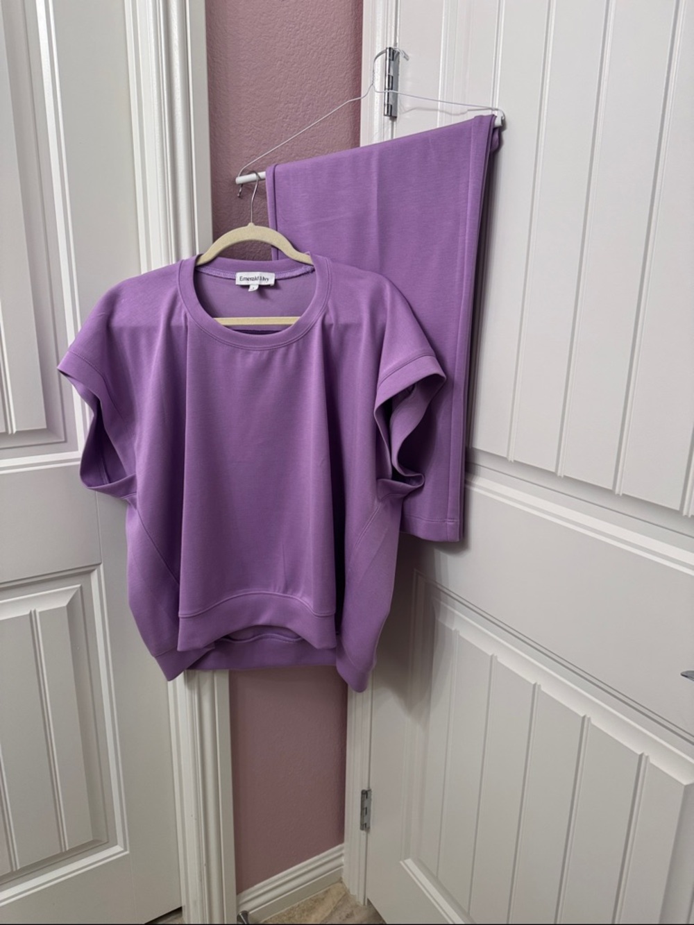 Emerald Lilac Track Pants & Short Sleeve Top Set